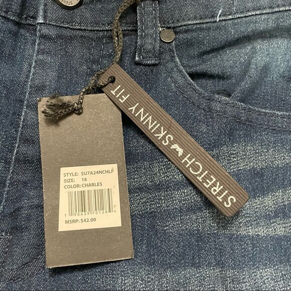 NWT Steve’s Jeans Moto Skinny Jeans Dark Wash Color Is Called Charles Size 16 - Picture 9 of 10